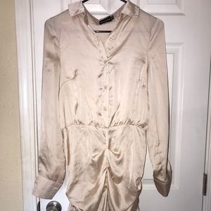 PRETTY LITTLE THING SILK NUDE DRESS